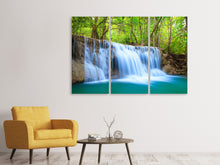 Laden Sie das Bild in den Galerie-Viewer, Leinwandbild 3-teilig Wasserfall Si Nakharin