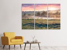 Laden Sie das Bild in den Galerie-Viewer, Leinwandbild 3-teilig Sonnenuntergang am Hügel