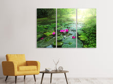 Laden Sie das Bild in den Galerie-Viewer, Leinwandbild 3-teilig Gartenteich