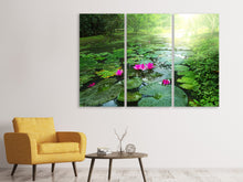 Laden Sie das Bild in den Galerie-Viewer, Leinwandbild 3-teilig Gartenteich