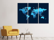 Laden Sie das Bild in den Galerie-Viewer, Leinwandbild 3-teilig Weltkarte