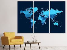 Laden Sie das Bild in den Galerie-Viewer, Leinwandbild 3-teilig Weltkarte