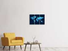 Laden Sie das Bild in den Galerie-Viewer, Leinwandbild 3-teilig Weltkarte