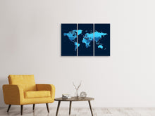 Laden Sie das Bild in den Galerie-Viewer, Leinwandbild 3-teilig Weltkarte