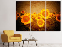Laden Sie das Bild in den Galerie-Viewer, Leinwandbild 3-teilig Retro-Sonnenblumen