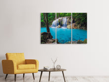 Laden Sie das Bild in den Galerie-Viewer, Leinwandbild 3-teilig Naturerlebnis Wasserfall