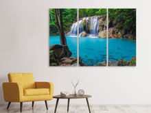 Laden Sie das Bild in den Galerie-Viewer, Leinwandbild 3-teilig Naturerlebnis Wasserfall