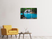 Laden Sie das Bild in den Galerie-Viewer, Leinwandbild 3-teilig Naturerlebnis Wasserfall