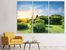 Laden Sie das Bild in den Galerie-Viewer, Leinwandbild 3-teilig Sonnenaufgang im Park