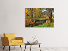 Laden Sie das Bild in den Galerie-Viewer, Leinwandbild 3-teilig Romantischer Park