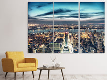 Laden Sie das Bild in den Galerie-Viewer, Leinwandbild 3-teilig Skyline Manhattan Citylights