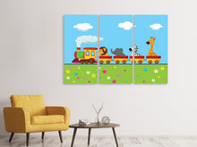 Laden Sie das Bild in den Galerie-Viewer, Leinwandbild 3-teilig Tierische Eisenbahn