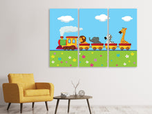 Laden Sie das Bild in den Galerie-Viewer, Leinwandbild 3-teilig Tierische Eisenbahn