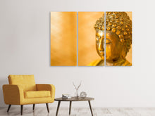 Laden Sie das Bild in den Galerie-Viewer, Leinwandbild 3-teilig Buddha Kopf