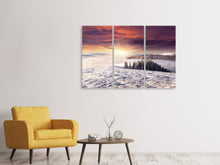 Laden Sie das Bild in den Galerie-Viewer, Leinwandbild 3-teilig Sonnenaufgang Winterlandschaft