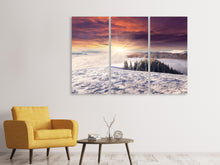 Laden Sie das Bild in den Galerie-Viewer, Leinwandbild 3-teilig Sonnenaufgang Winterlandschaft