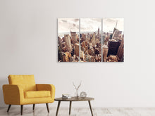 Laden Sie das Bild in den Galerie-Viewer, Leinwandbild 3-teilig Skyline Über den Dächern Manhattans