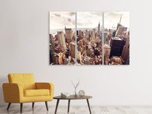 Laden Sie das Bild in den Galerie-Viewer, Leinwandbild 3-teilig Skyline Über den Dächern Manhattans