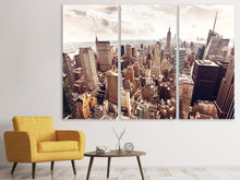 Laden Sie das Bild in den Galerie-Viewer, Leinwandbild 3-teilig Skyline Über den Dächern Manhattans