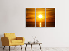 Laden Sie das Bild in den Galerie-Viewer, Leinwandbild 3-teilig Sonnenuntergang See