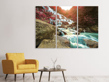 Laden Sie das Bild in den Galerie-Viewer, Leinwandbild 3-teilig Exotischer Wasserfall