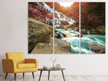 Laden Sie das Bild in den Galerie-Viewer, Leinwandbild 3-teilig Exotischer Wasserfall