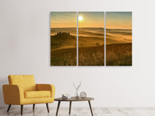 Laden Sie das Bild in den Galerie-Viewer, Leinwandbild 3-teilig Sonnenuntergang im Gebirge