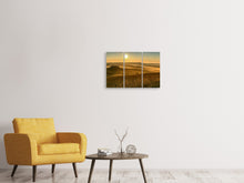 Laden Sie das Bild in den Galerie-Viewer, Leinwandbild 3-teilig Sonnenuntergang im Gebirge
