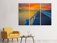 Laden Sie das Bild in den Galerie-Viewer, Leinwandbild 3-teilig Eine Holzbrücke im fernen Osten