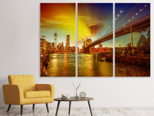 Laden Sie das Bild in den Galerie-Viewer, Leinwandbild 3-teilig Skyline Brooklyn Bridge NY