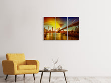 Laden Sie das Bild in den Galerie-Viewer, Leinwandbild 3-teilig Skyline Brooklyn Bridge NY