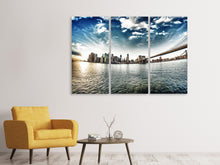 Laden Sie das Bild in den Galerie-Viewer, Leinwandbild 3-teilig Brooklyn Bridge From The Other Side