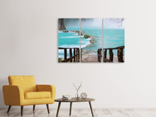 Laden Sie das Bild in den Galerie-Viewer, Leinwandbild 3-teilig Haus am Wasserfall