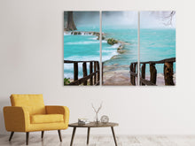 Laden Sie das Bild in den Galerie-Viewer, Leinwandbild 3-teilig Haus am Wasserfall