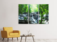 Laden Sie das Bild in den Galerie-Viewer, Leinwandbild 3-teilig Wasserfall Agua Azul