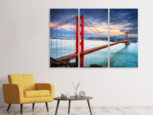 Laden Sie das Bild in den Galerie-Viewer, Leinwandbild 3-teilig Der Golden Gate Bridge bei Sonnenuntergang