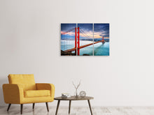 Laden Sie das Bild in den Galerie-Viewer, Leinwandbild 3-teilig Der Golden Gate Bridge bei Sonnenuntergang