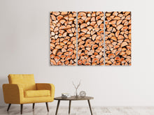 Laden Sie das Bild in den Galerie-Viewer, Leinwandbild 3-teilig Birkenstapel