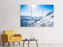 Laden Sie das Bild in den Galerie-Viewer, Leinwandbild 3-teilig Bergpanorama im Schnee