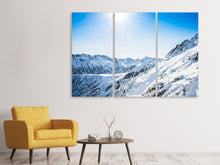 Laden Sie das Bild in den Galerie-Viewer, Leinwandbild 3-teilig Bergpanorama im Schnee
