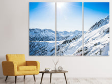 Laden Sie das Bild in den Galerie-Viewer, Leinwandbild 3-teilig Bergpanorama im Schnee