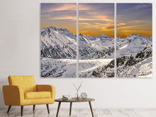 Laden Sie das Bild in den Galerie-Viewer, Leinwandbild 3-teilig Sonnenuntergang in den Bergen