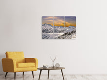 Laden Sie das Bild in den Galerie-Viewer, Leinwandbild 3-teilig Sonnenuntergang in den Bergen