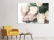 Laden Sie das Bild in den Galerie-Viewer, Leinwandbild 3-teilig Rosenromantik