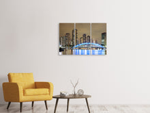 Laden Sie das Bild in den Galerie-Viewer, Leinwandbild 3-teilig Skyline Tokio in der Nacht