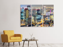 Laden Sie das Bild in den Galerie-Viewer, Leinwandbild 3-teilig Skyline Osaka im Lichtermeer