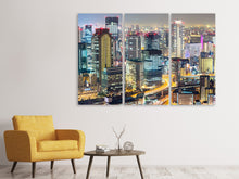 Laden Sie das Bild in den Galerie-Viewer, Leinwandbild 3-teilig Skyline Osaka im Lichtermeer