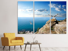 Laden Sie das Bild in den Galerie-Viewer, Leinwandbild 3-teilig Die Möwen und das Meer