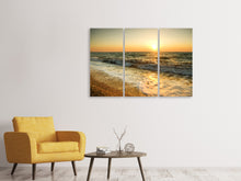 Laden Sie das Bild in den Galerie-Viewer, Leinwandbild 3-teilig Sonnenuntergang am Meer