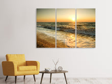 Laden Sie das Bild in den Galerie-Viewer, Leinwandbild 3-teilig Sonnenuntergang am Meer